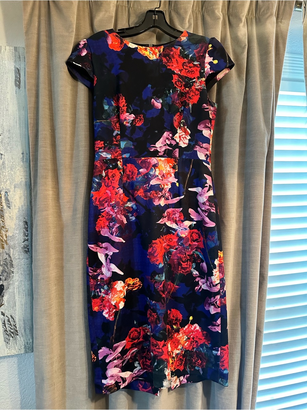 Betsey Johnson Navy Dress with Red & Pink Floral Print